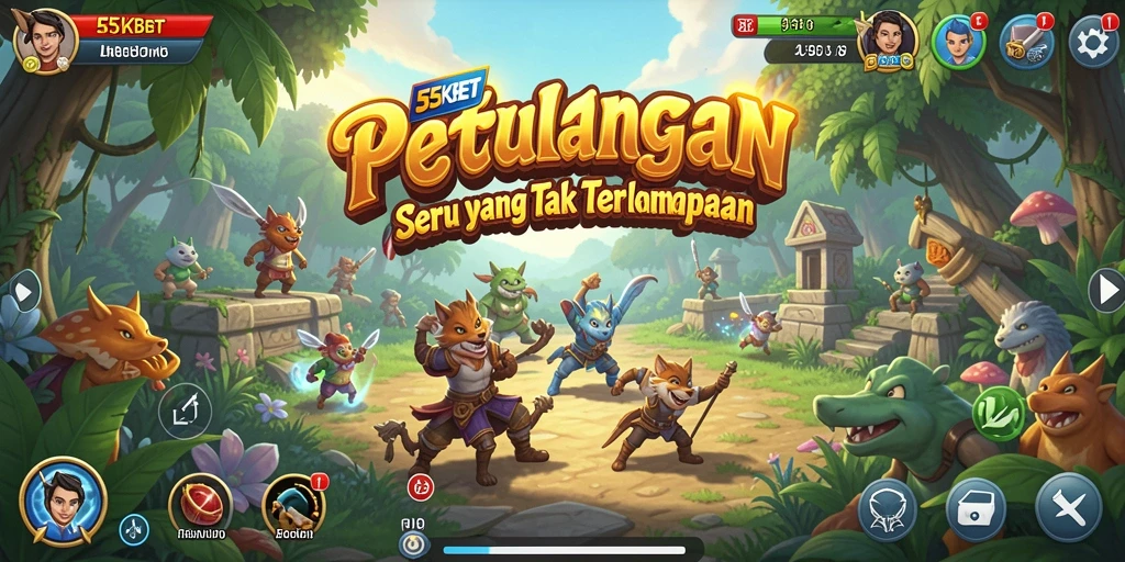 Tampilan screenshot 55KBET menampilkan karakter utama dalam petualangan yang mendebarkan.