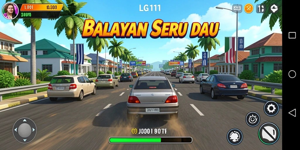 Tampilan gameplay seru dari LG111 dengan balapan cepat.