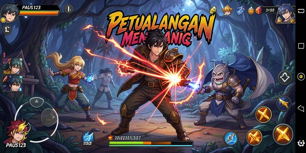 Screenshot gameplay PAUS123 yang memperlihatkan karakter Anime dalam aksi.