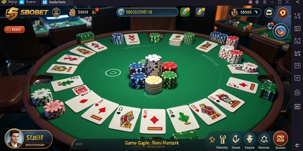 Tampilan menarik dari gameplay SBOBET Gaple yang seru.