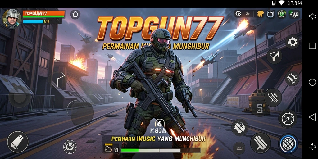 Screenshot gameplay <strong>TOPGUN77</strong> menunjukkan aksi musik yang seru dan mengasyikkan.